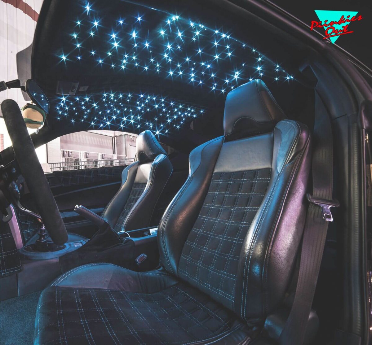 custom car interior blue